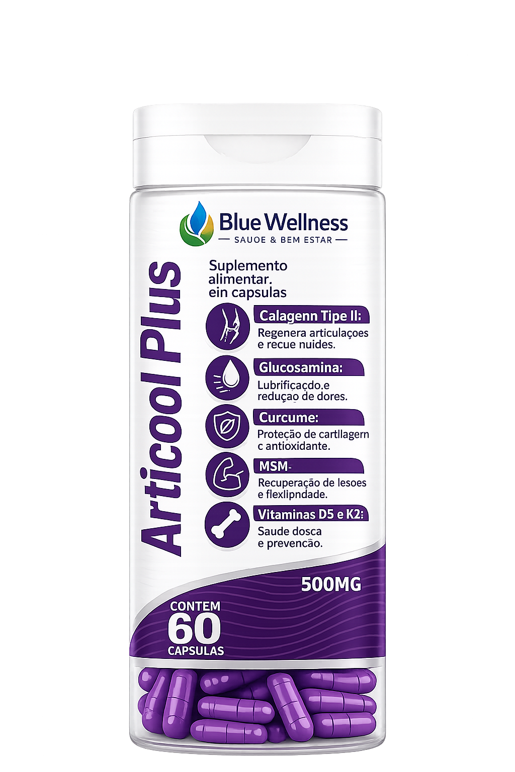 Articool Plus — suplemento para articulações com Colágeno Tipo II e Cúrcuma