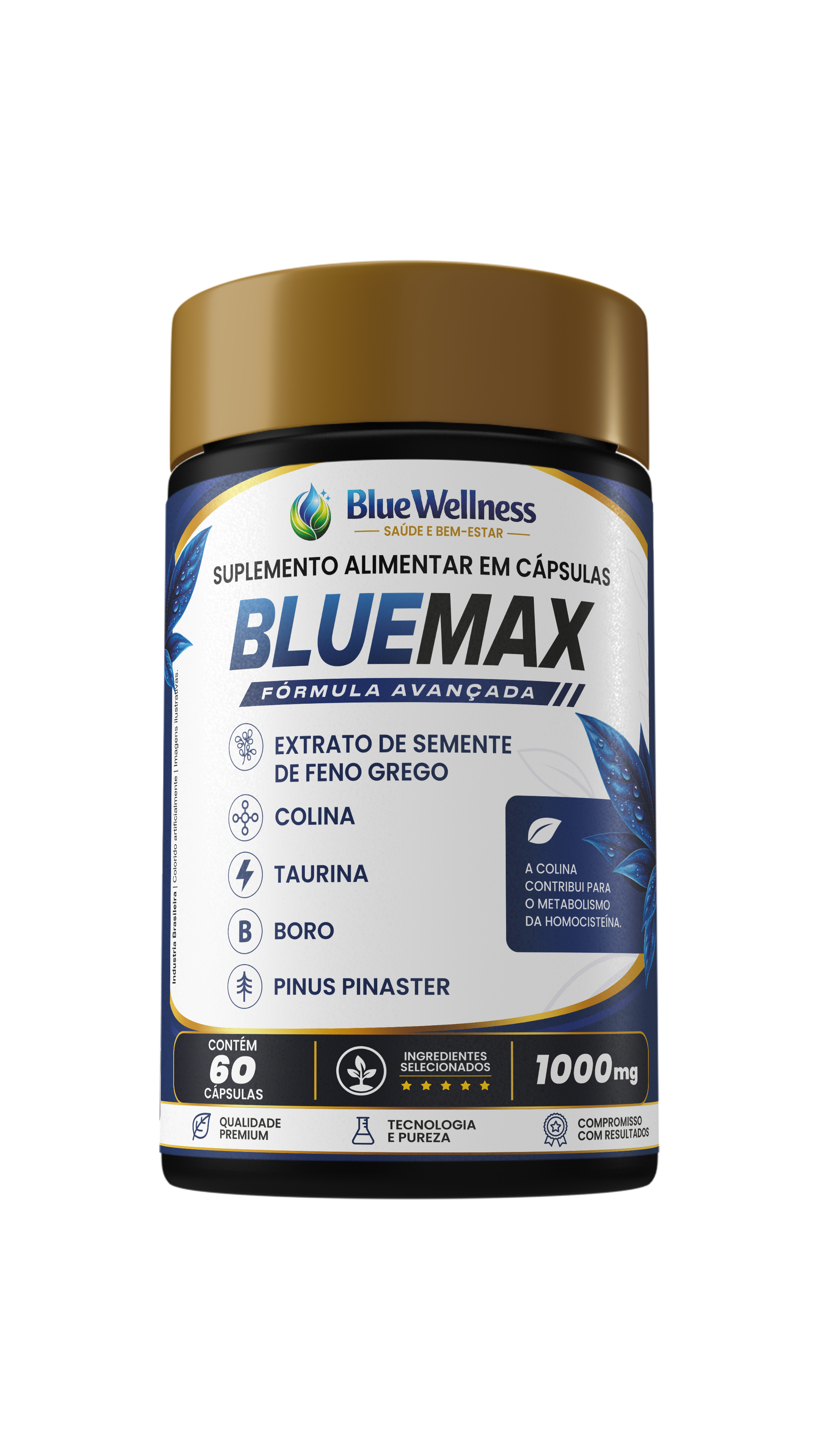 BlueMax — suplemento para saúde masculina com Feno Grego, L-Arginina e Taurina