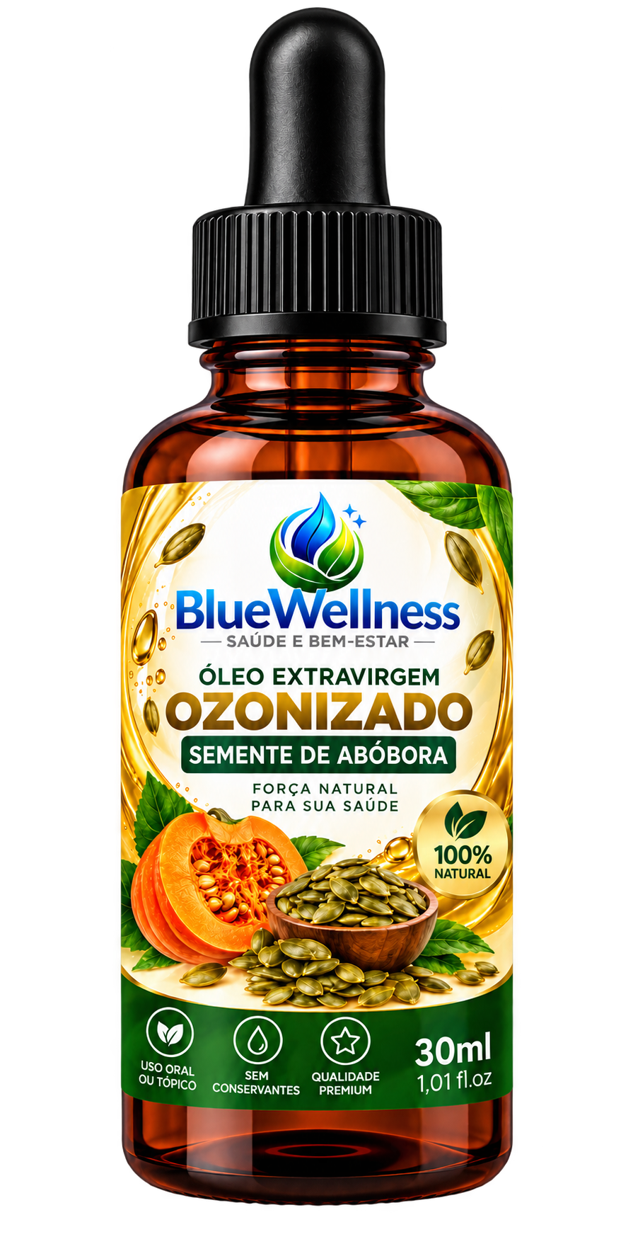 Óleo Ozonizado de Semente de Abóbora Blue Wellness 30ml