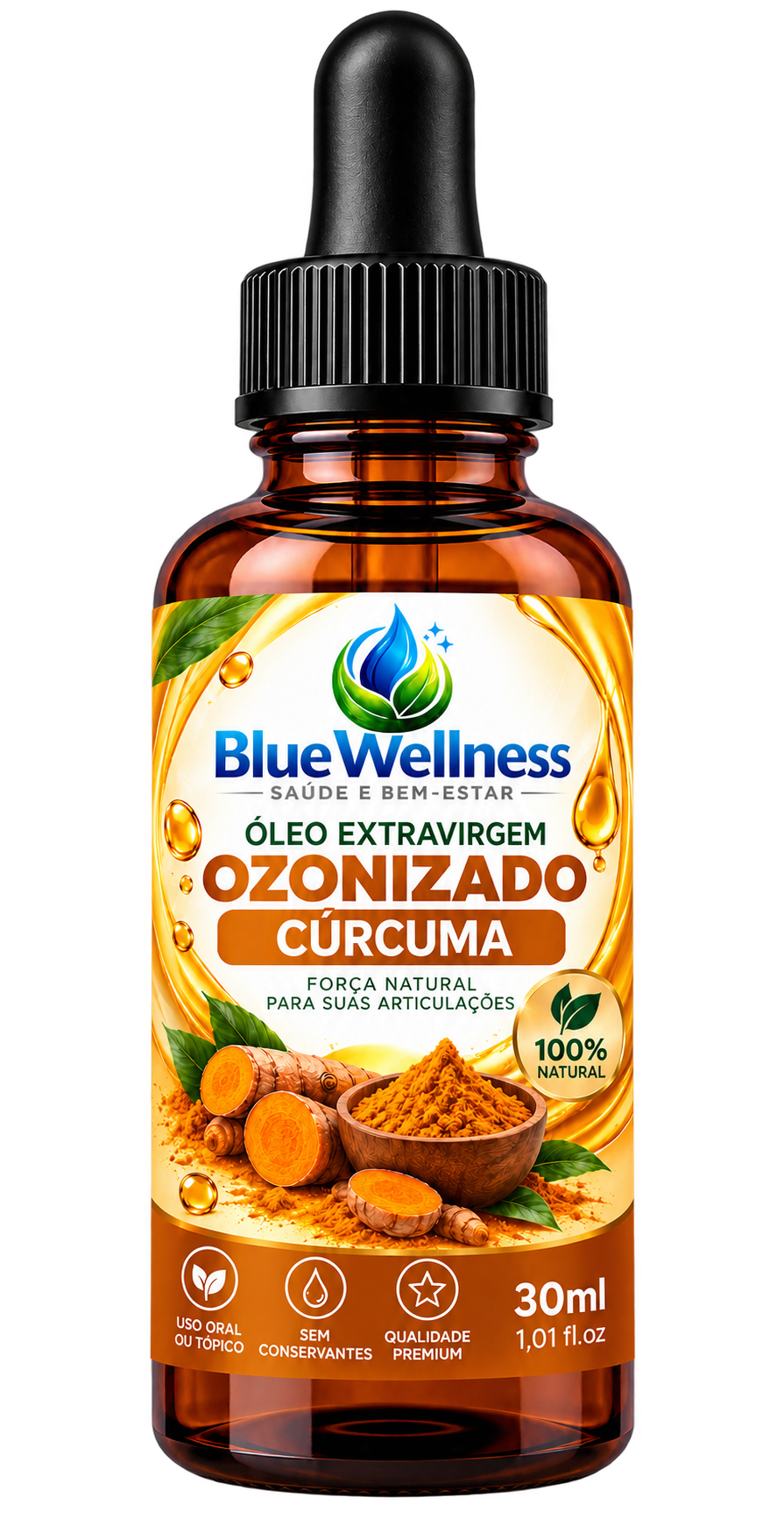 Óleo Ozonizado de Cúrcuma Blue Wellness 30ml