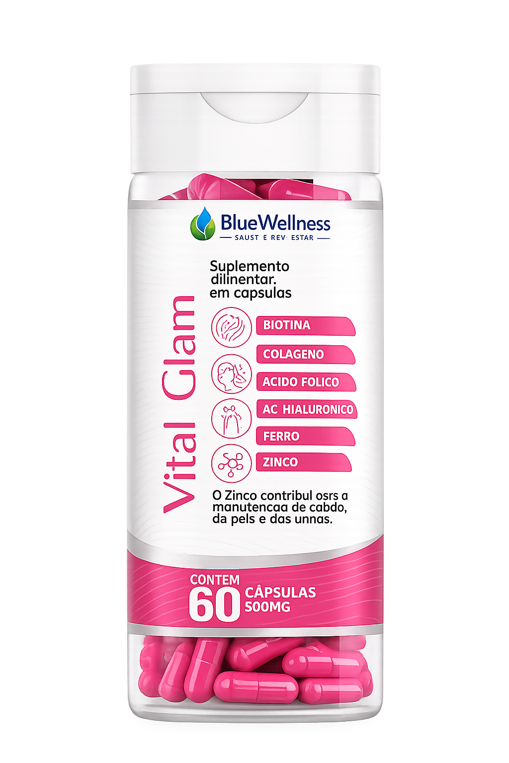Vital Glam — suplemento de beleza com Colágeno, Biotina e Ácido Hialurônico
