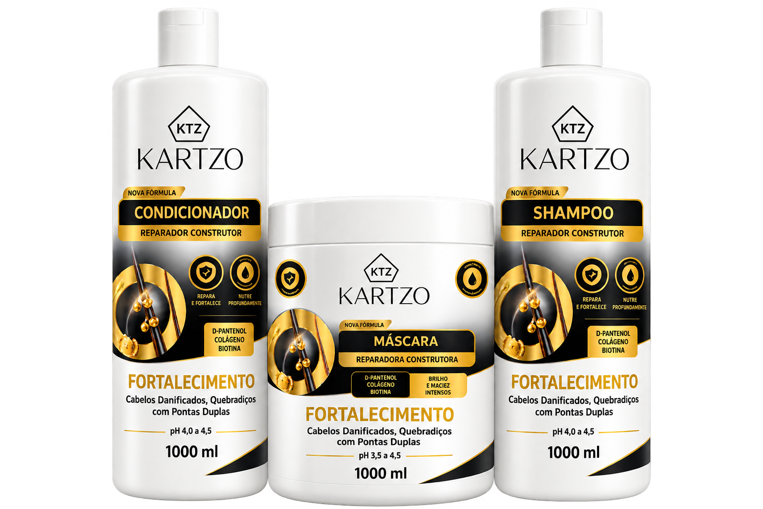 Kartzo Fortalecimento — Kit Shampoo Máscara Condicionador
