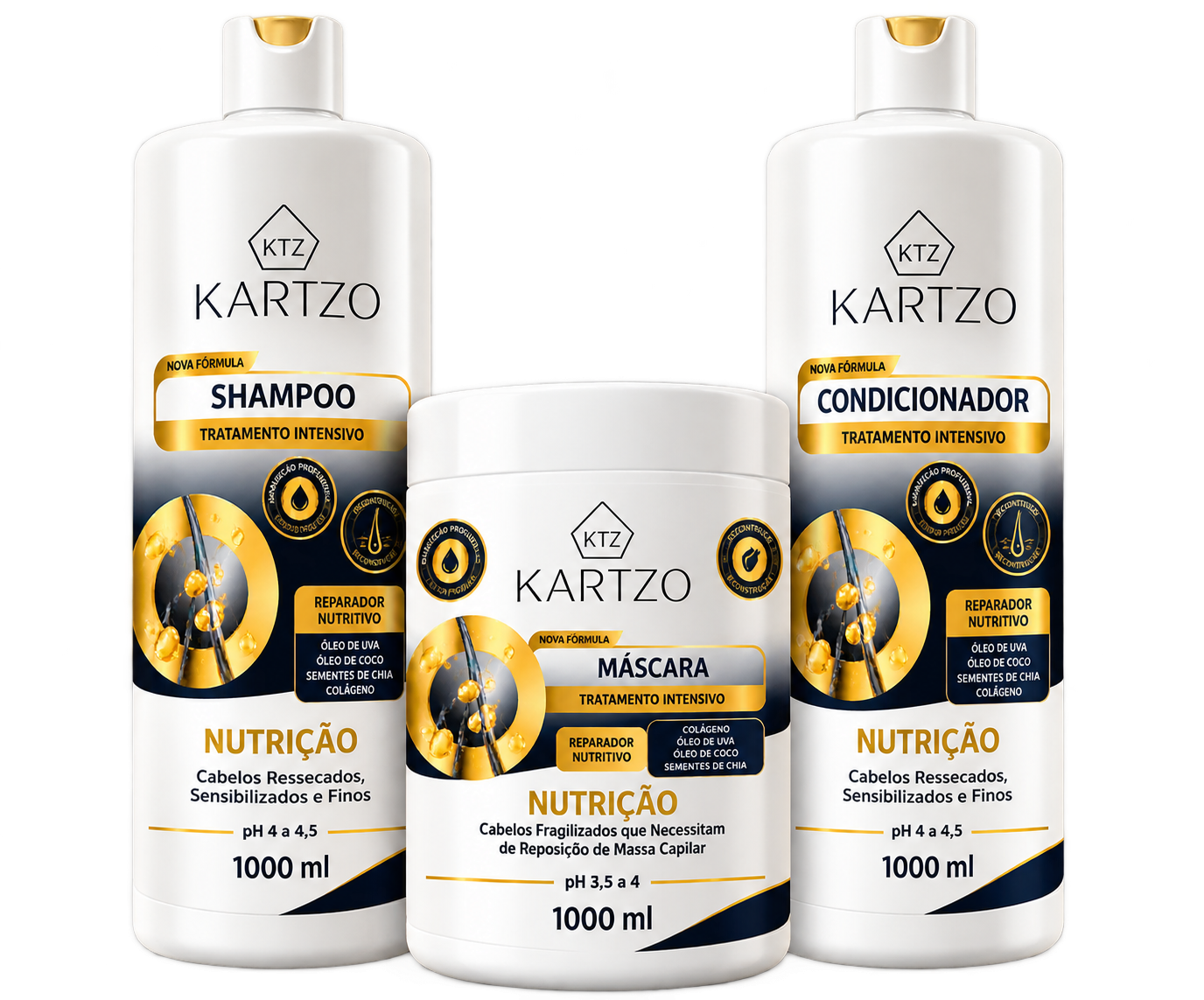 Kartzo Nutrição — Kit Shampoo Máscara Condicionador