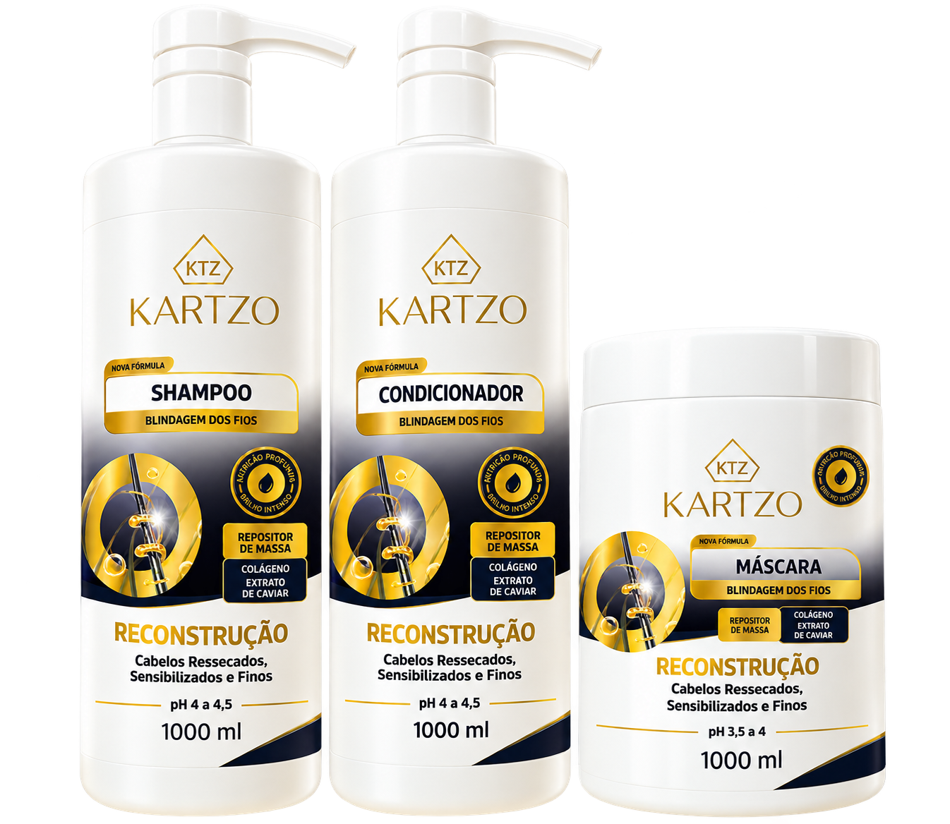Kartzo Reconstrução — Kit Shampoo Máscara Condicionador